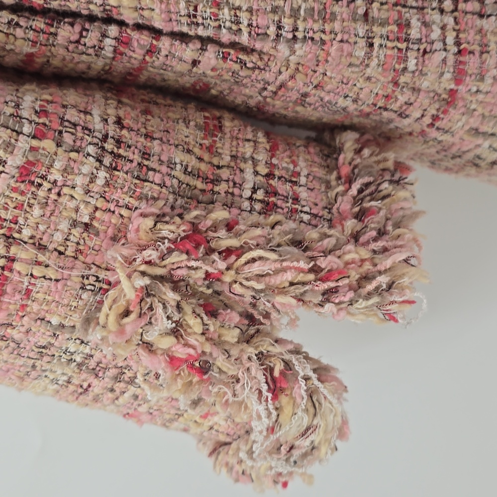 Moiselle Elegant Mulberry Silk Tweed Coat with Floral Accent - Picture 10 of 11